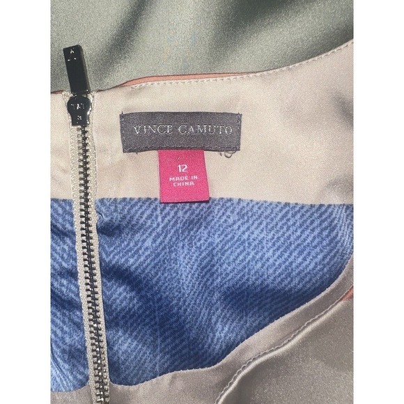 VINCE CAMUTO Color Block Multi-color Stripe Sheath Dress Size 12 Womens Career - Picture 6 of 7